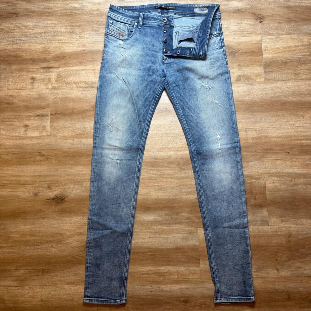 Diesel Sleenker Jeans Mens 33x34 Blue Slim Skinny DNA 2016 Wash 0853L Stretch